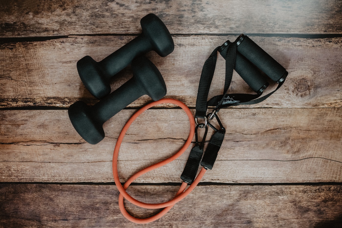 Dumbbells on a gym floor